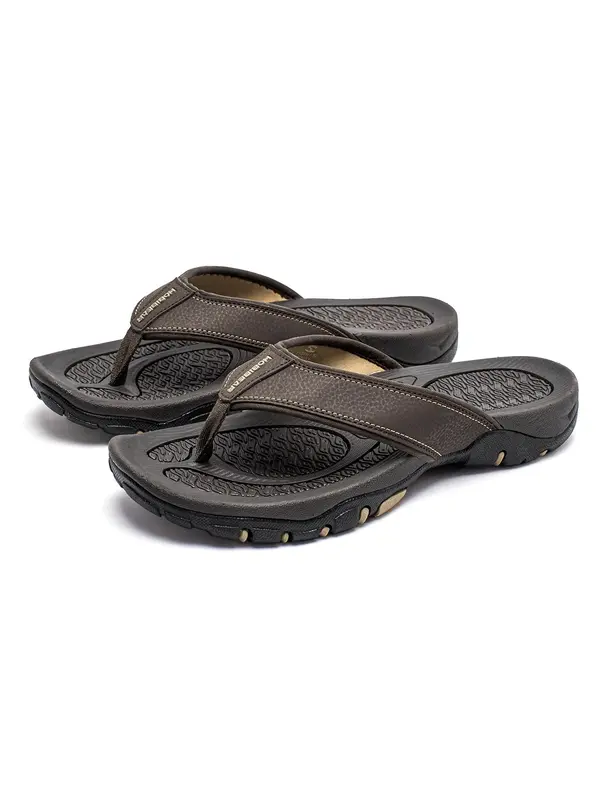 Men's Casual Breathable Flip Flops, 1 Pair Trendy Open Toe Slippers, Fashionable Slippers for Indoor & Outdoor Wear 5