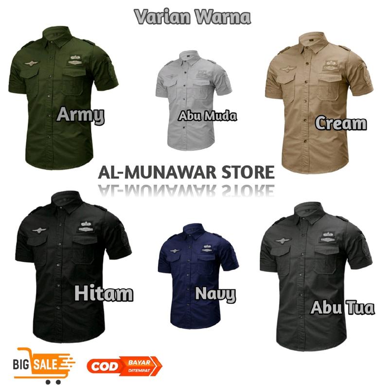 KEMEJA TACTICAL PRIA - KEMEJA PDH - SERAGAM PDH LENGAN PENDEK MODEL SLIMFIT Tebal 1