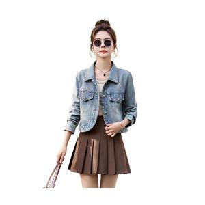 เสื้อโค้ทขนาดเล็ก วัสดุเดนิม คอลเลคชั่นฤดูใบไม้ผลิและฤดูใบไม้ร่วงปี 2024 มาใหม่ ทรงสลิมฟิต เสื้อแจ็คเก็ตลำลอง ทันสมัย เสื้อสั้น เหมาะสำหรับเยาวชน Clothing Lady Women ผู้หญิง เสื้อ  ครอป ยีน ผู้ หญิง