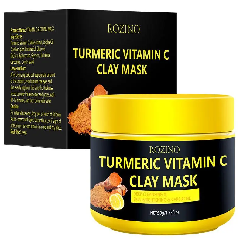 Turmeric Vitamin C Clay Mask, Hydrating & Easily Absorbable Facial Gel Mask, Pores Cleansing Face Mud Mask, Personal Skin Care Products for Daily Use