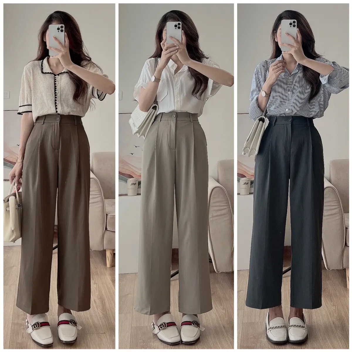 682 (Quần nấm lùn dưới 1m58 -90cm) Quần âu suông siêu xinh cho bà nấm lùn- 682345 Nữ Pants