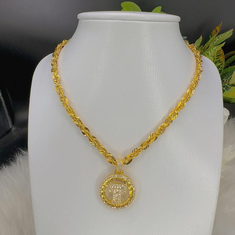  Dây chuyền nữ xoắn v 3 chỉ kèm mặt chữ T 