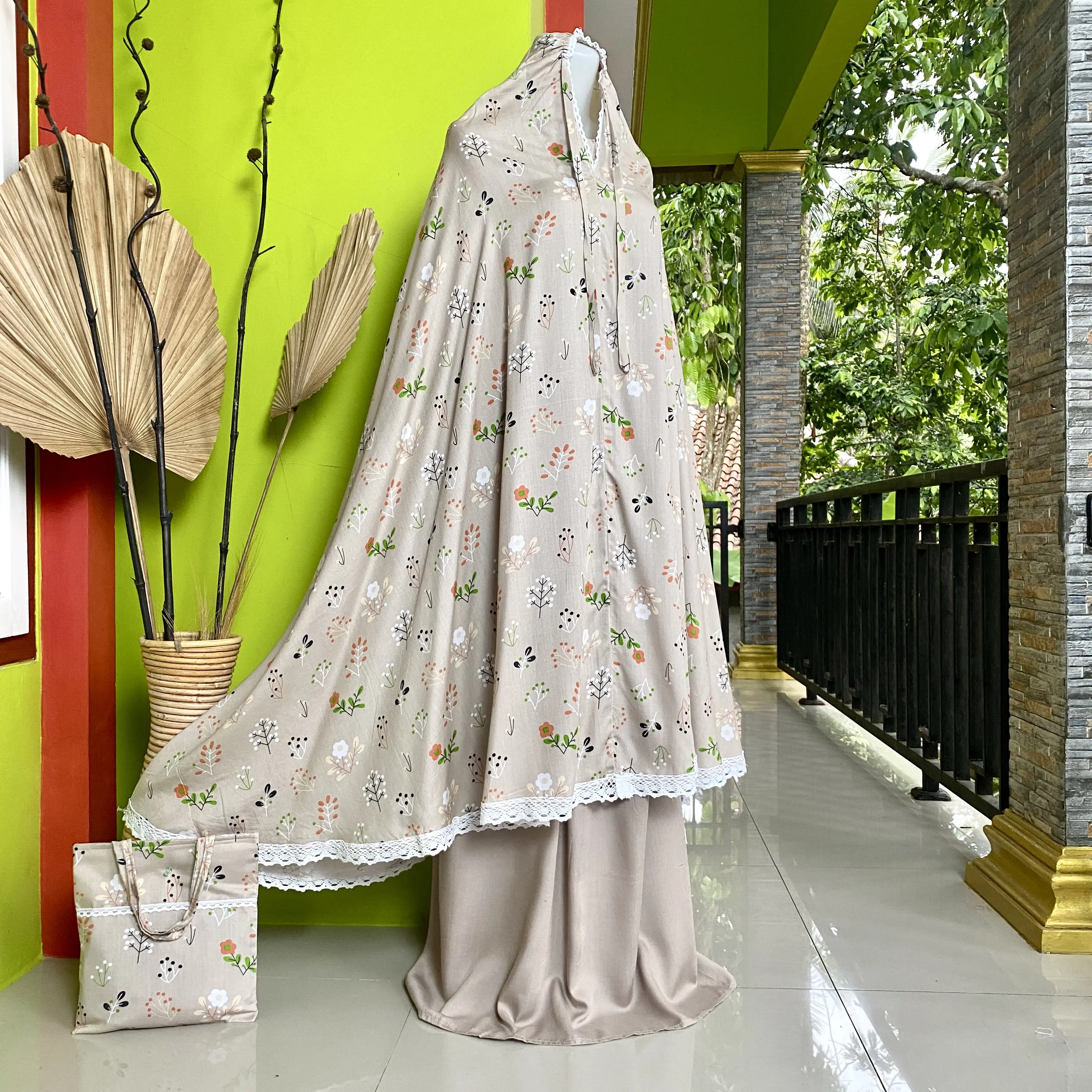 Mukena 2in1 Wanita Katun Rayon Dewasa Jumbo (All Motif) kombinasi atasan motif rok polos (free tas) full Renda