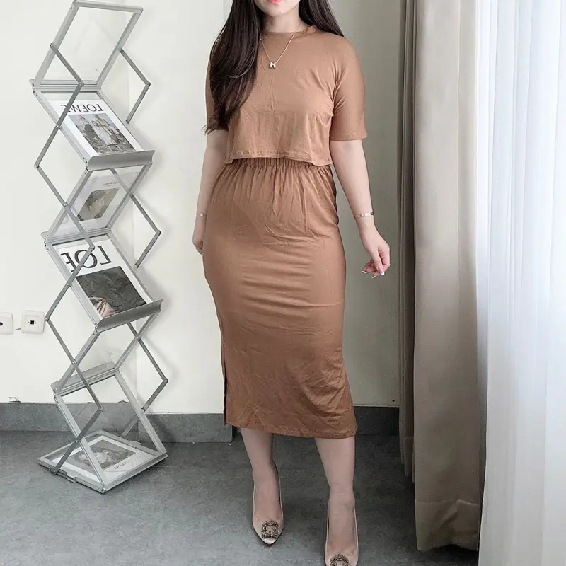 Yoonah Set | One Set Skirt | Setelan Wanita Rok Belah Samping | Maimon Grosir Baju Fit 2