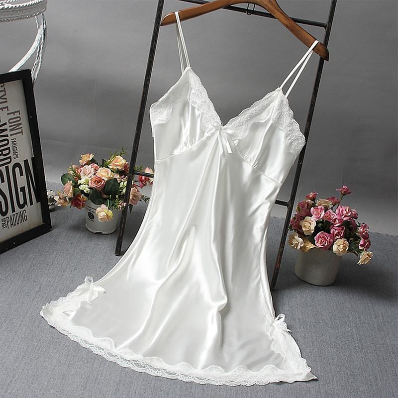 Váy Ngủ Satin Mềm Mại Gợi Cảm, Dành Cho Phụ Nữ, Đồ Lót Ren, Đồ Ngủ, Áo Choàng Váy Quấn Nữ, [WMTK] 2