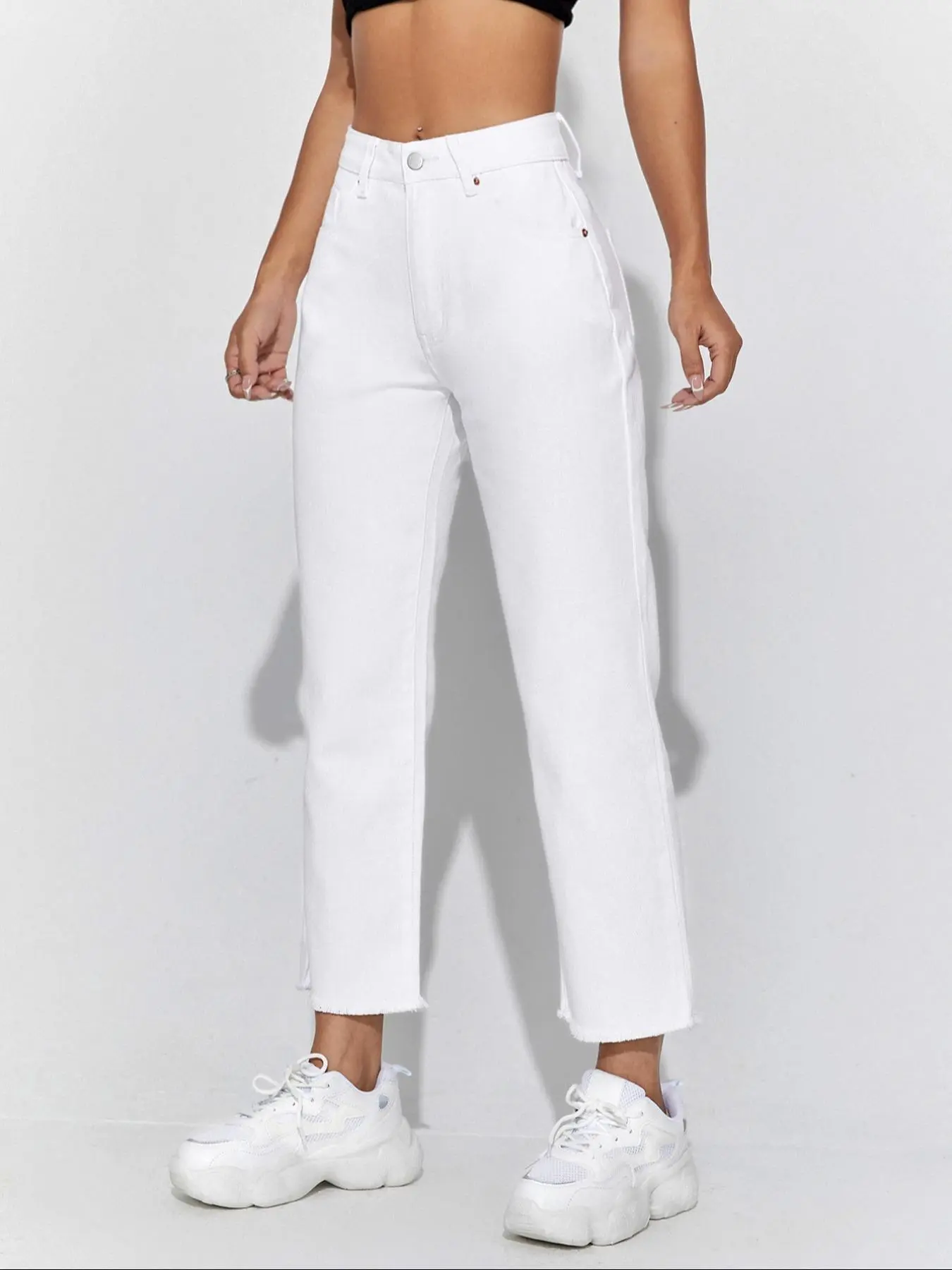 Women's Plain Straight Leg Jeans, Casual Comfy Denim Jeans for Daily Wear, Ladies Bottoms for All Seasons