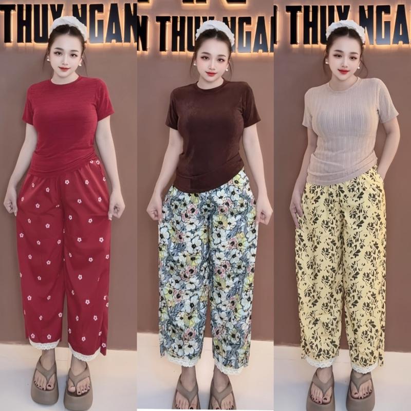 [40-60KG] SET PHỐI 9T ÁO THUN XƯỚC/NHŨ QUẦN CHẤT ĐŨI XƯỚC MỀM ĐẸP LAI REN cho nữ,vải mềm mịn 1