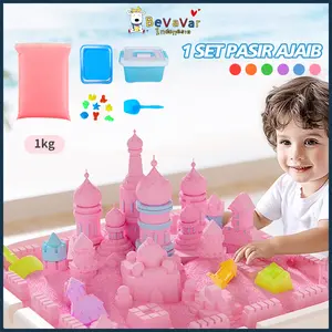 Bevavar Mainan Anak Pasir Ajaib Set Magic Sand 1kg Bisa 2 Warna Tatakan Balon