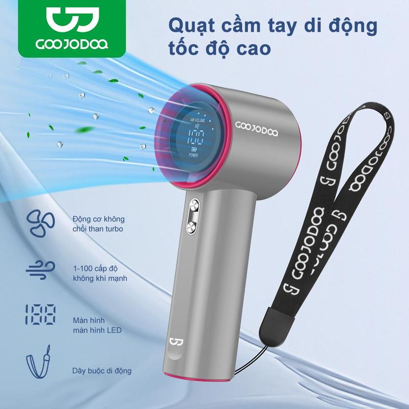【GOOJODOQ x KOC】TẶNG NHÃN DÁN KIM CƯƠNG 2024 Quạt cầm tay tốc độ cao, 100 mức gió,  màn hình kỹ thuật số, Pin 4000 MaH, Sử Dụng 2-7h(bảo hành chính hãng 06 tháng) Usb Mobile