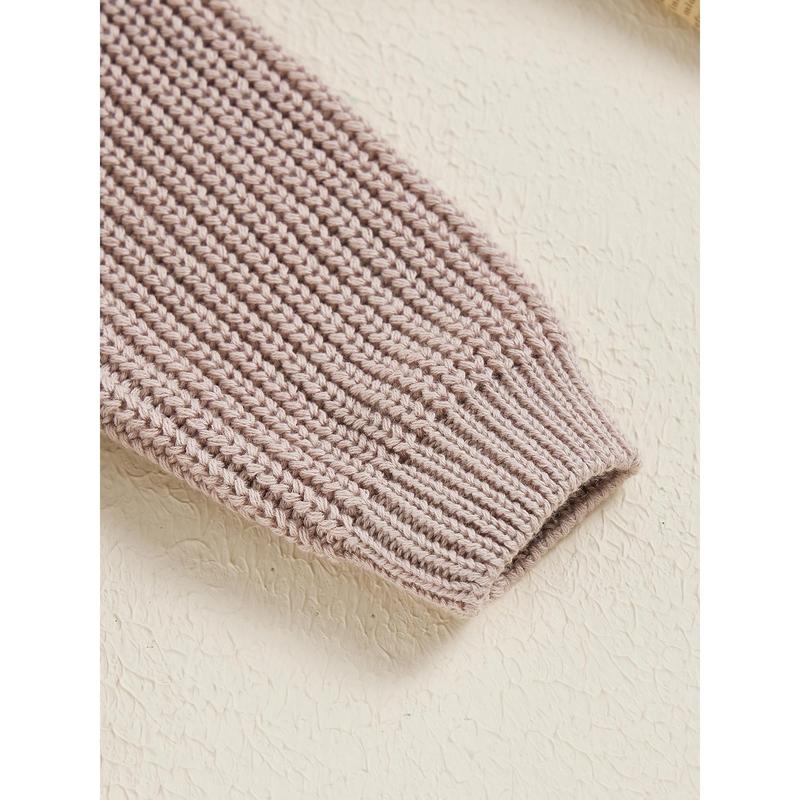 Product Introduction of Little Boy Girl Knit Sweater Solid Color Crew Neck Long Sleeve Pullover Tops for Fall Winter Causal Sweater 59
