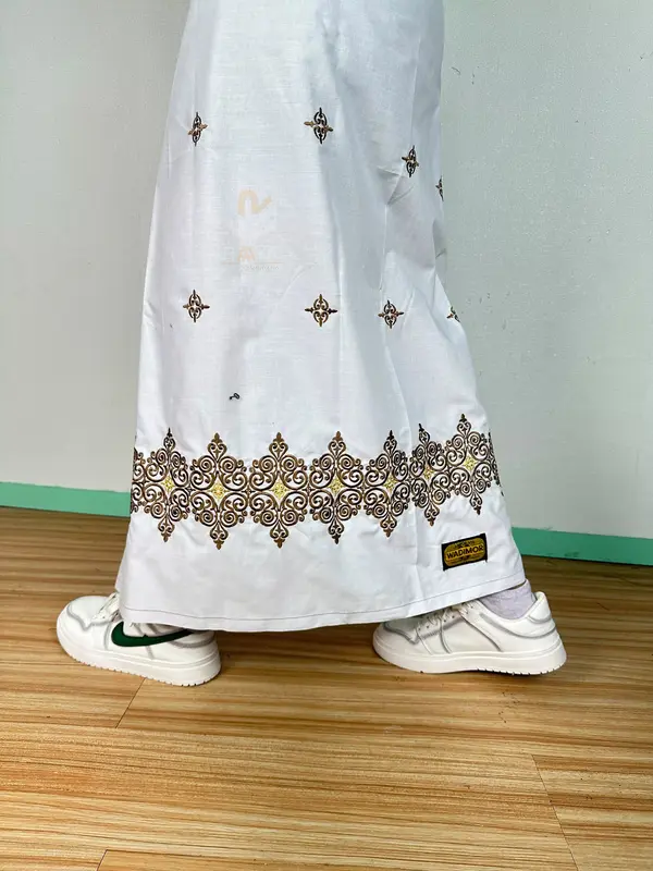 sarung bordir wadimor motif Arabic bordir dewasa Katun Lembut pintu aceh Muslim Pria Hitam Navy songket timbul putih santri 8