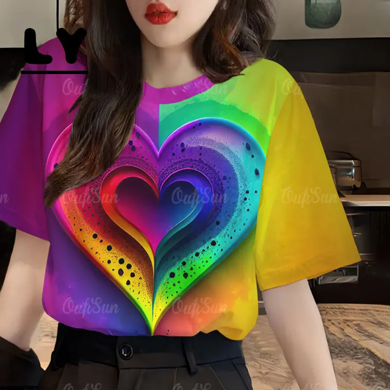 Women's T-shirt Fashion Splash Flower Top Fashion Trend Design 3652