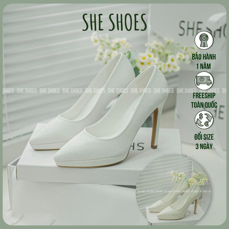  GIÀY CƯỚI CAO GÓT NHŨ LẤP LÁNH 11P ĐÚC MŨI độc quyền bởi SHE SHOES - NEW ARRIVAL GC11009  Nữ 
