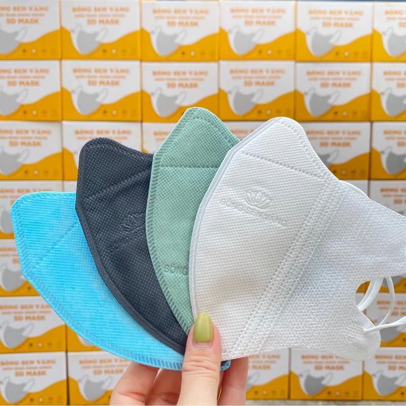 100c Khẩu Trang 5D - Bông Sen Vàng, thương hiêụ VN uy tín