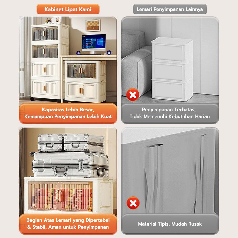 【Promo Buka Toko】Starke 50-60cm Lemari Plastik Susun Besar  Lipat Penyimpanan Serbaguna Furniture 3/4/5/6 Susun Aesthetic Desain Ramping Tahan Lama