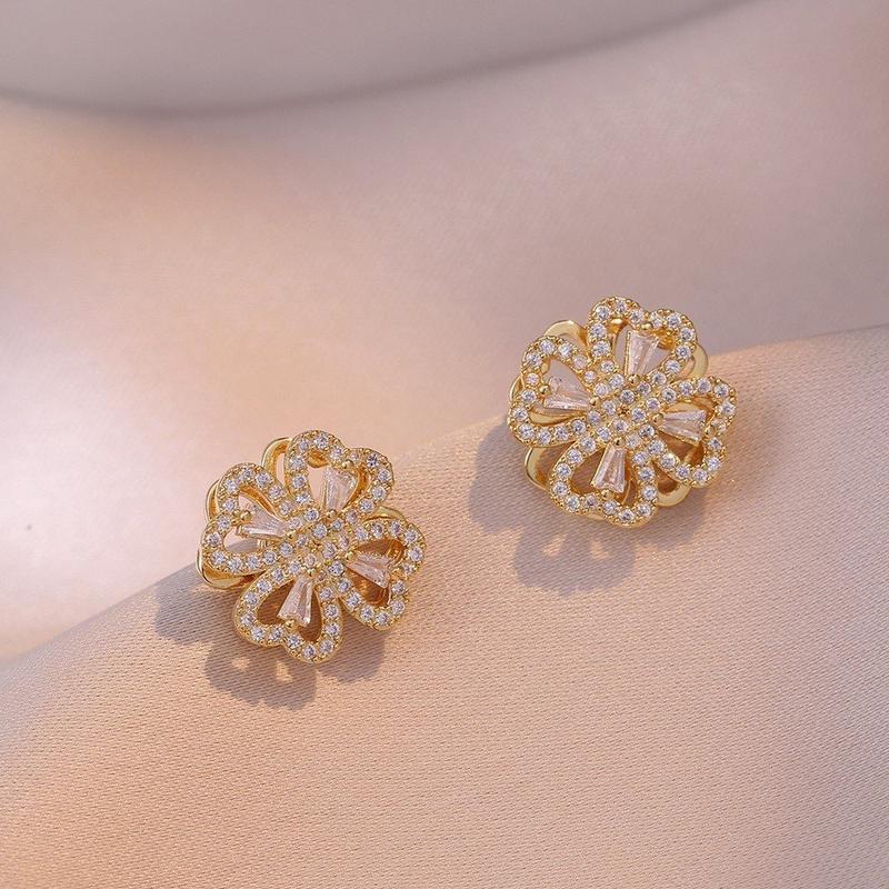 TNX-(hàng đẹp) Set Bộ cỏ 4 lá đá xoay 4 ct(dây,khuyên,nhẫn,lắc) titan mạ vàng 1