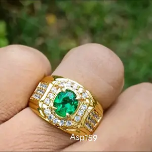Cincin Batu Green Topaz Asli Natural 8x8x5mm Alpaka Super Ukuran Ring 5-12