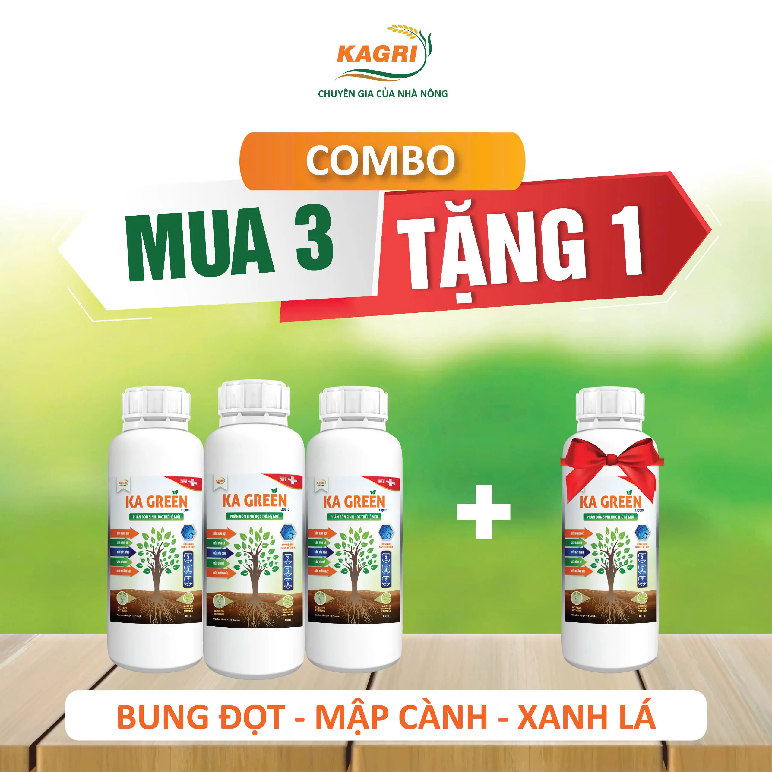 [MUA 3 TẶNG 1] KAGREEN - Phân bón sinh học KA GREEN kích rễ cây ăn quả, siêu bung đọt, mập cành xanh lá dưỡng đất, phục hồi cây trồng sau thu hoạch