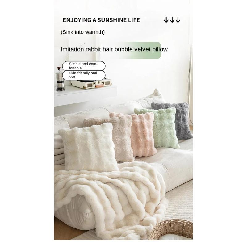 Product Introduction of Simple Imitation Rabbit Hair Plush Cushion Cover Warm Bubble Velvet Pillow Case Soft Sofa Pillowcase Home Decor 21