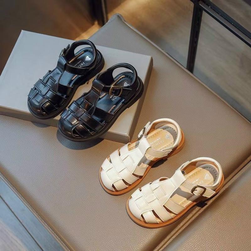 Zaxy Dép Sandal Giày Dép Trẻ Em Đen & Kem Cho Bé Gái 2-11 Tuổi Form to Quai Hậu Bít Mũi Size 21-35 Kích Thước Chi Tiết Chiều Dài Đế Từ 15cm Đến 22.5cm