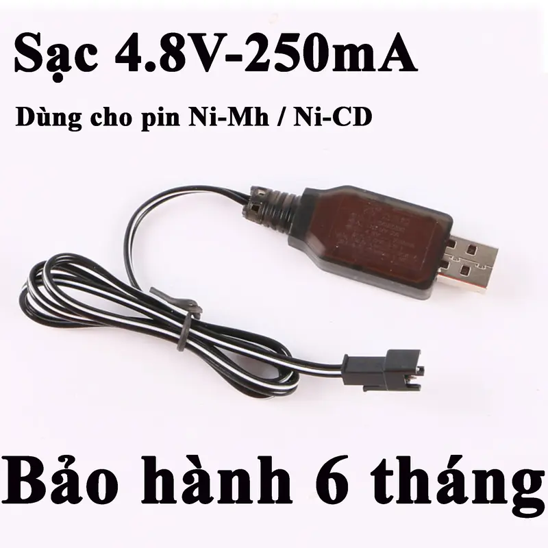 Dây sạc pin 4.8V xe điều khiển từ xa cắm cổng USB [chất lượng cao, có báo đầy pin] 0