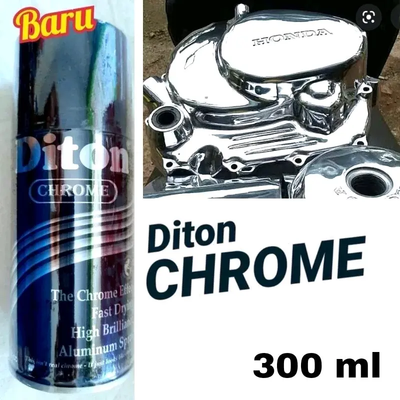 Cat Pilok Pilox Diton 300 CC Chrome BESAR Chrom Crom Krom Krum Stenlis Atau Efek Kaca Mengkilap 300 CC Paint Semprot Car silver