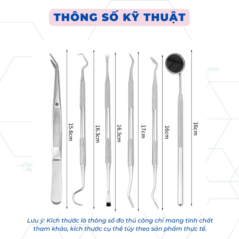 Bộ Dụng Cụ 6 Món Làm Sạch Răng Miệng vệ sinh răng miệng bằng inox chuyên dụng CN014.06 1