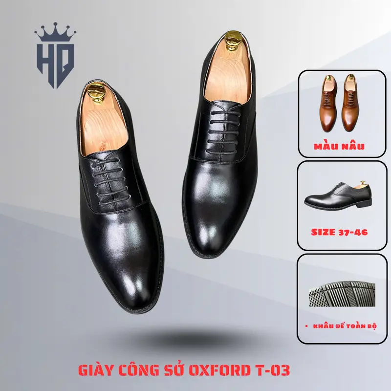 Giày tây công sở kiểu dáng oxford Cổ điển da bò nguyên tấm nam BH 12 tháng Shoes công sở buộc dây - THỜI TRANG NAM -GIÀY NAM 0