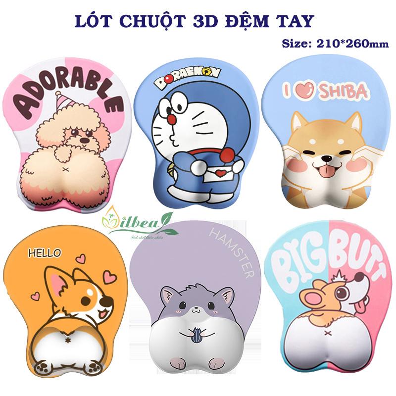 Lót Chuột Có Đệm Tay, Lót Chuột 3D Kê Cổ Tay Dễ Thương Chống Mỏi Cổ Tay, Trơn Trượt
