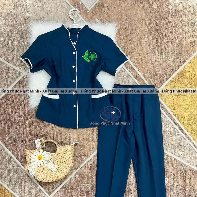 Đồng Phục Massage (Mát Xa), Đồng Phục Spa Vải Cotton Lạnh loại 1 . Hàng kỹ may chắc chắn cẩn thận Nữ Women Top ( Áo+ quân) dongphuc 3