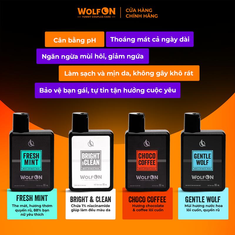 Product Introduction of Dung Dịch Vệ Sinh Nam Giới Wolf ON Hương Thơm Nam Tính Khử Mùi Sạch Khuẩn 95ml 1