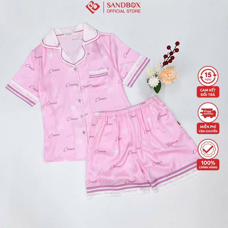  Bộ Pijama Đùi Mặc Nhà SANDBOX Lụa Latin Cao Cấp Thiết Kế Tinh Tế Họa Tiết Độc Quyền BLD25001  