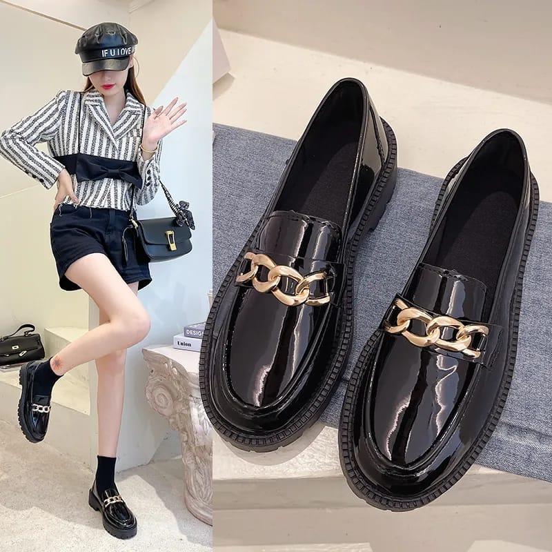 Product Introduction of Flash Sale Sepatu Docmart Wanita Kerja Kuliah Sekolah Hak Datar Terbaru Flat Shoes Fashion Premium Import Slip On Cewek Oxpord Kasual Musim Semi BISA COD Hitam Perempuan 2