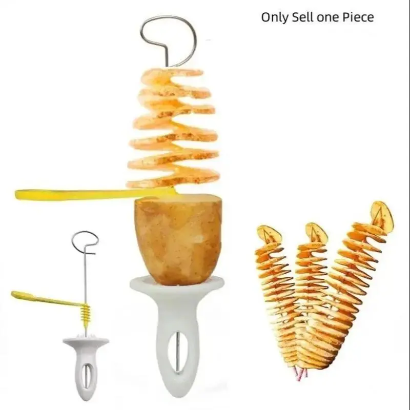 Multi-function Potato Chip Cutter Set, 1 Count Spiral Potato Cutter, Vegetable Chopper, Potato Cutting Utensils for BBQ & Kitchen, Kitchen Accessories