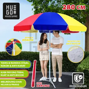 HUGO Payung Tenda 280 CM Jualan Taman Pantai Cafe Bazar Lapak Anti UV
