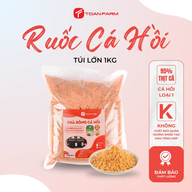 [TÚI SỈ 1 kg] Ruốc Chà Bông Cá Hồi Nguyên Vị - Phù Hợp Cửa Hàng Cháo Dinh Dưỡng - Sashimi - Cơm Cuộn - Food 0