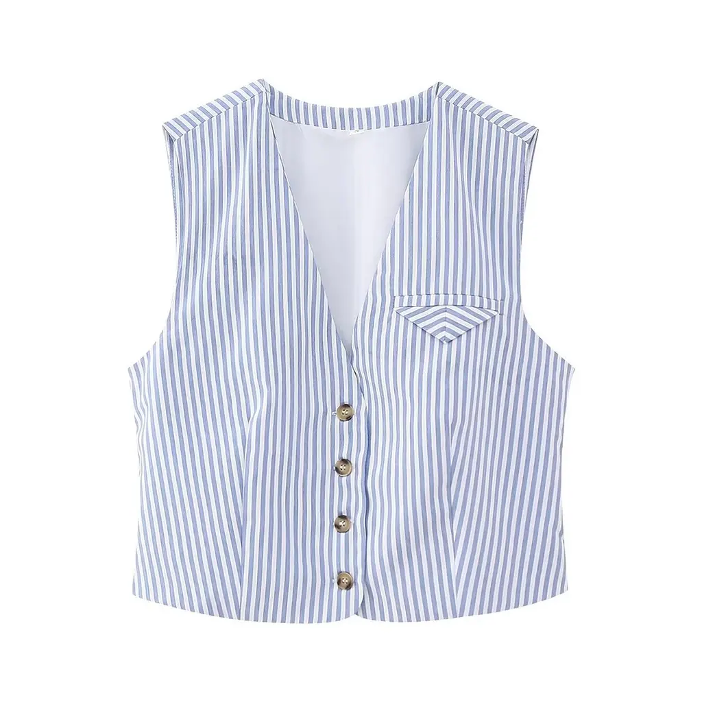 Versatile striped casual sleeveless vest 5495