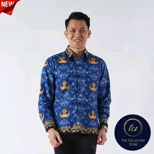 Seragam Baju Batik Korpri Terbaru Pria Kerah Hitam Lapis Furing