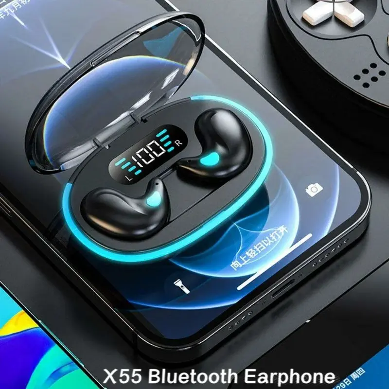 Tai Nghe Nhét Tai Nghe Khi Ngủ, Tai Nghe Mini Không Dây, Dành Cho Công Việc, Tai Nghe Bluetooth TWS Âm Thanh Nổi, Thiết Bị Giấu Kín Có Mic, Cuộc Gọi HD, Chống Nước, X55