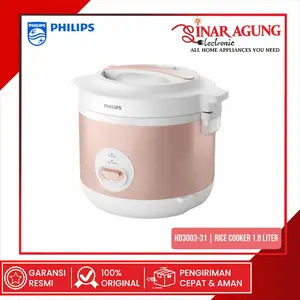 PHILIPS HD3003/31 / HD3003 /31 RICE COOKER 1.8 L PINK + FREE PACKING SAFETY - GARANSI RESMI