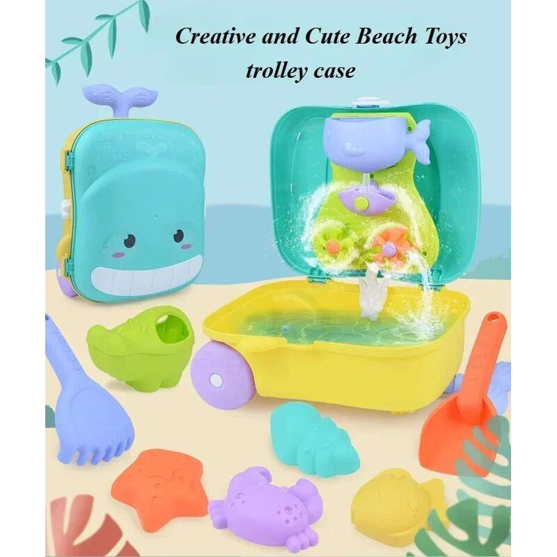 Product Introduction of Children Summer Beach Toys Outdoor Shovel Water Play Tools Beaide Trolley Suitcase Moulds Sand Rake Kids Gifts 1