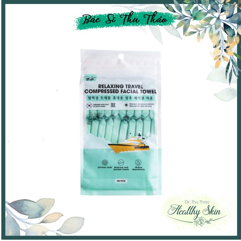 [Túi 30 cái] Khăn mặt nén cotton mềm mịn DR.SERA RELAXING TRAVEL COMPRESSED FACIAL TOWEL