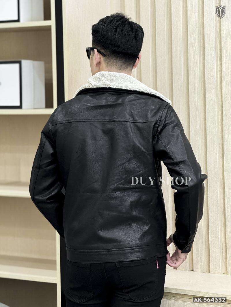 Product Introduction of Áo da nam QC cao cấp cổ bẻ lông, lót nhung 3 màu đen, nâu, vàng rêu [DuyShop Menswear Jacket] [DS4-1103] 2