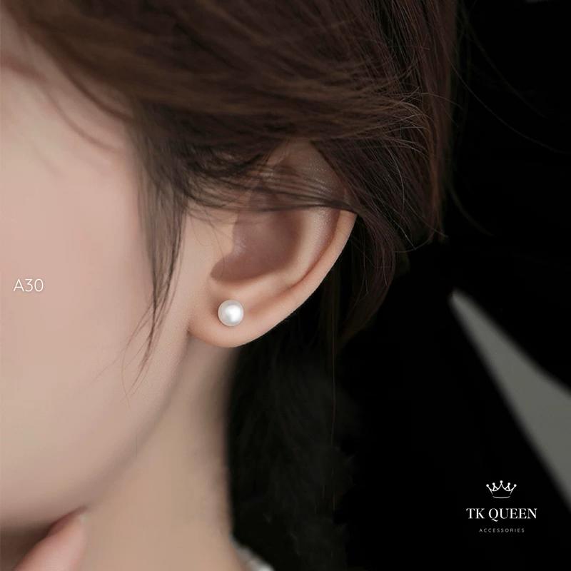 【A30 Bông tai nụ ngọc trai nước ngọt thật 5-6mm Trang sức phụ kiện nữ thiết kế phong cách Light luxury - TK QUEEN Accessories