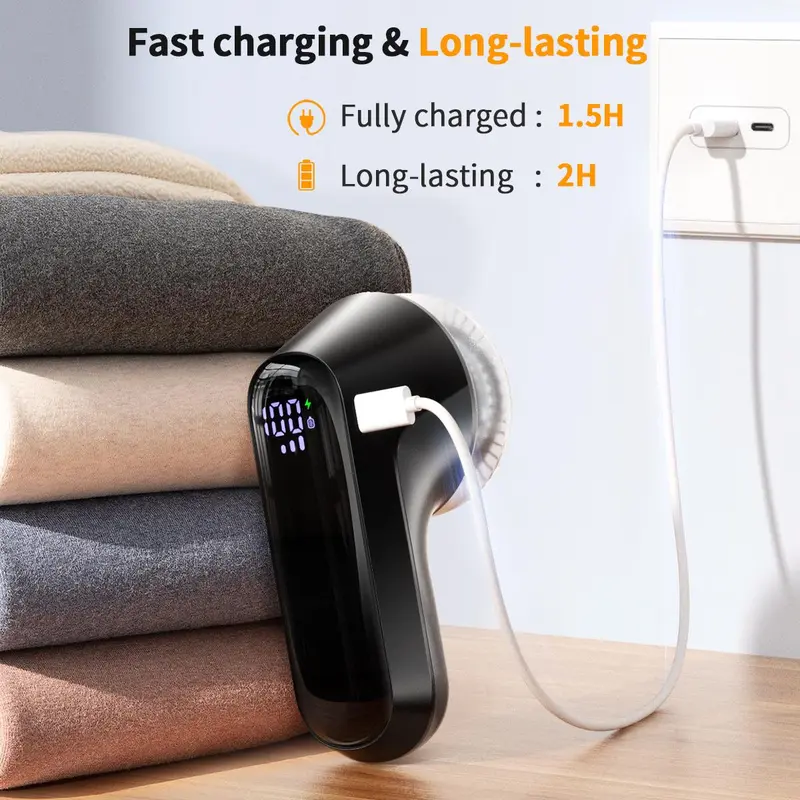 COLDSKY USB Rechargeable LED Display Lint Remover, Handheld Electric Lint Remover, Household Fabric Shaver for Clothes, Bedding, Couch, Carpet, Rug 2