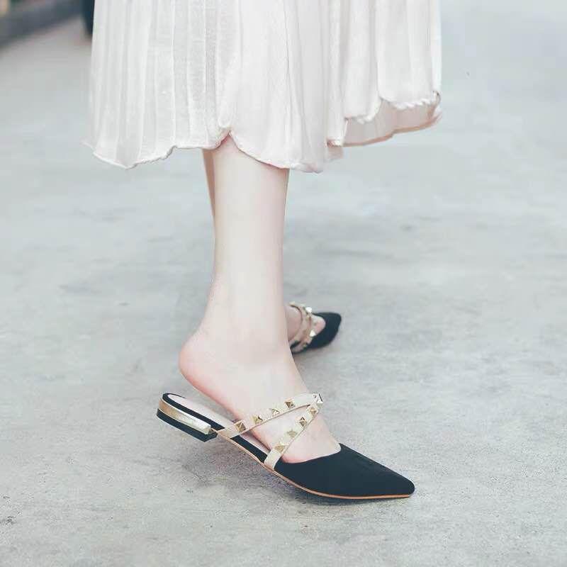 Dép Bít Mũi Cho Nữ, Thời Trang, Dễ Phối Đồ, Mũi Nhọn, Đế Bằng, Phong Cách Hàn Quốc, Thích Hợp Cho Mùa Xuân Và Mùa Hè, Hàng Mới Về 2025 5