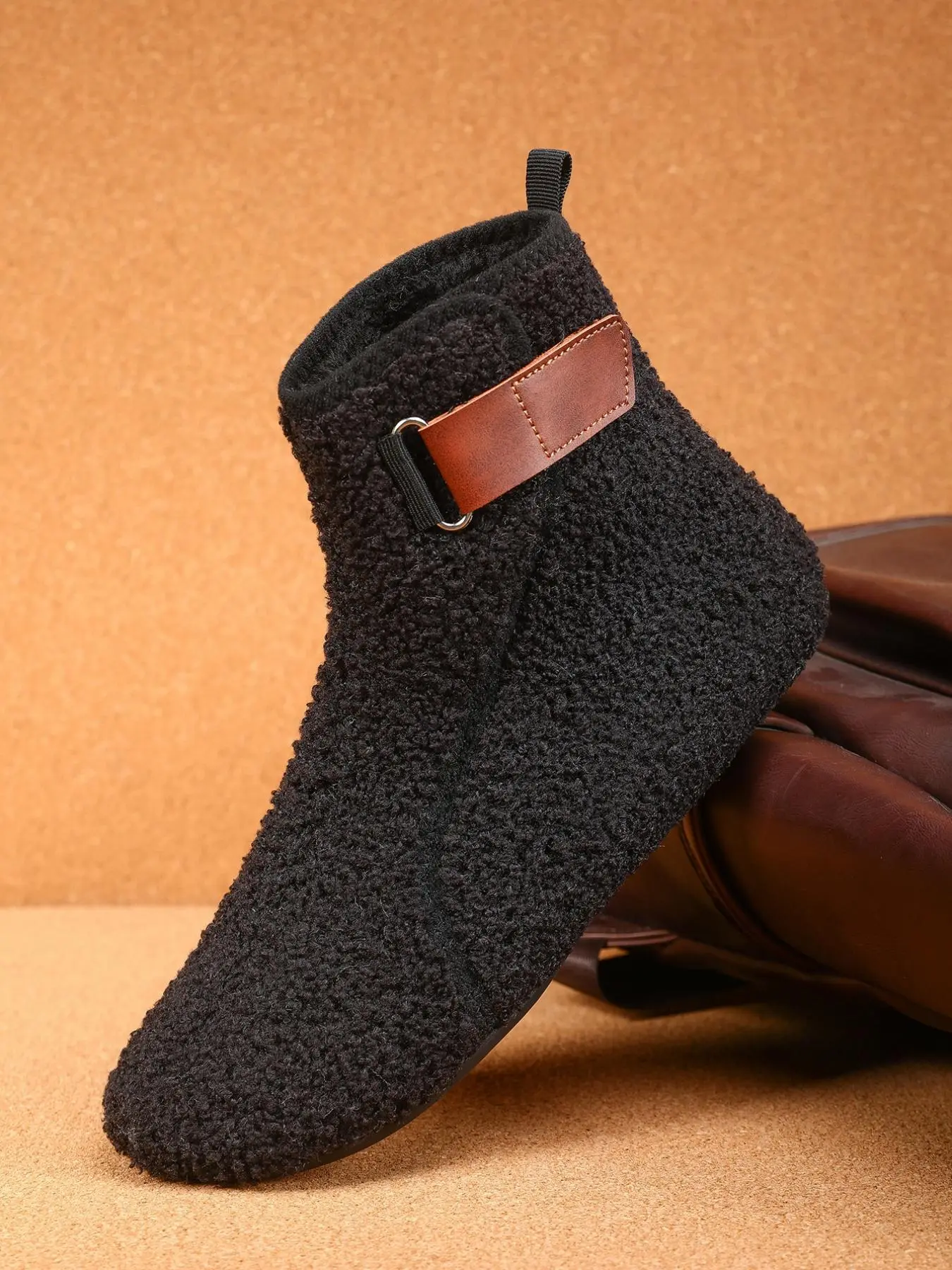 Men's Solid Color Plush Lined Snow Boots, Casual Comfortable Warm Sports Boots for Outdoor Activities, Male All-match Round Toe Shoes for Daily Wear