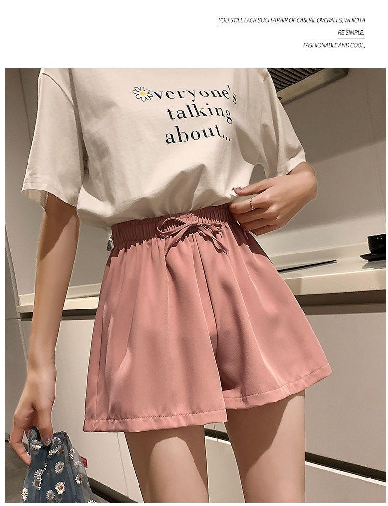 Product Introduction of Ice Silk Shorts for Women, Summer Thin Wide-Leg Casual A-Line Shorts, Versatile High-Waisted Home Three-Quarter Shorts for Women, Trendy Outdoor Wear 19