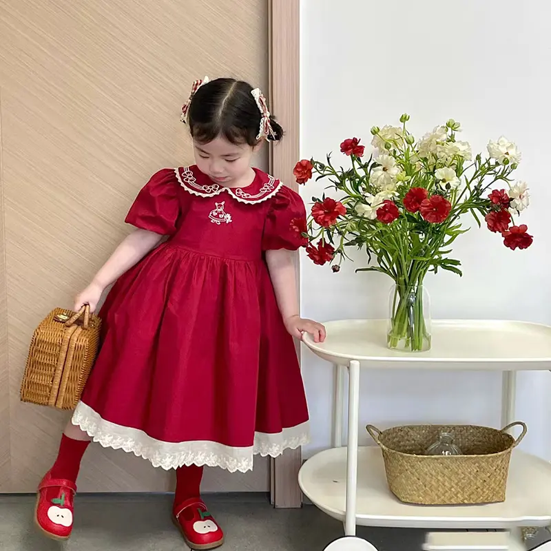 Váy Hàn Quốc, Cô Gái Giáng Sinh, Váy Đỏ Trẻ Em