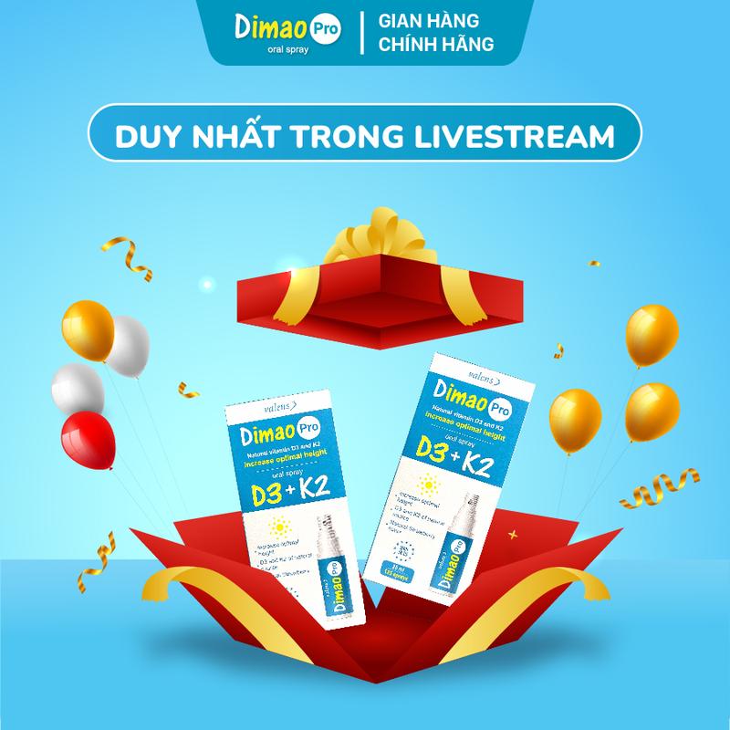 [LIVESTREAM ĐẶC BIỆT] Combo 2 Dimao Pro Vitamin D3K2 dạng xịt  hỗ trợ phát triển chiều cao cho bé 1 lọ 25ml xịt d3 k2